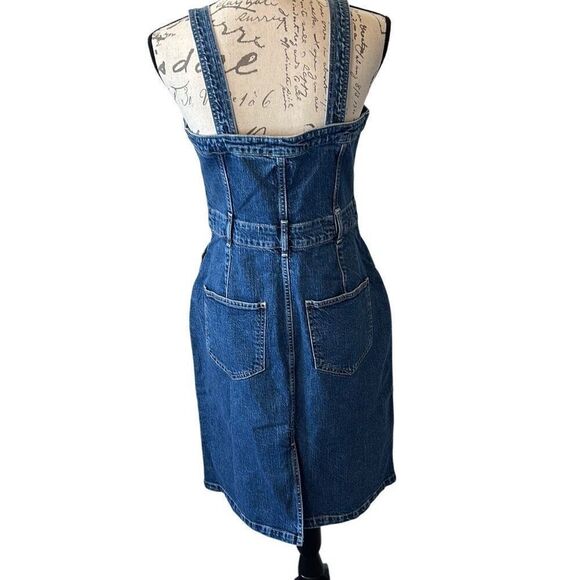 Gap Denim indigo Blue Jean Overall MIDI Boho Gorpecore Hippie Dress 8 - Picture 11 of 14